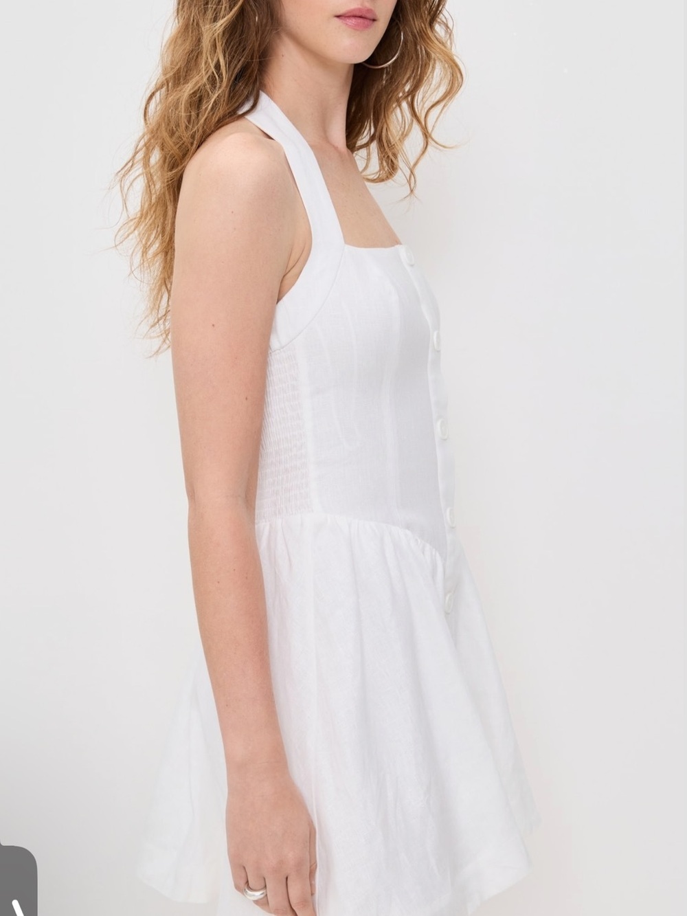 Reformation Mariela Linen White Halter Mini Dress - Picture 4 of 14